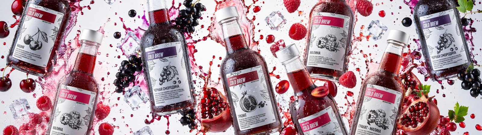Линейка готовых напитков Cold Brew в стеклянных бутылках
